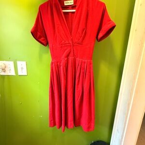 Vintage 1950s Red 100% Wool Dress